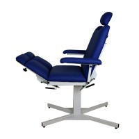 Fixed height podiatry chair with extendable legs, adjustable headrest and folding arms - Blue color LAST UNIT!